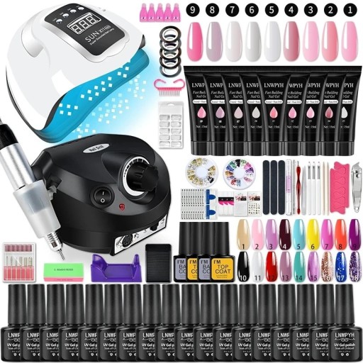 Kit de manucure à ongles en gel semi-permanent avec lampe UV 132W et vernis à gel