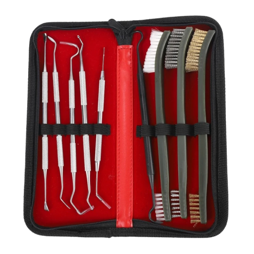 Kit de nettoyage d'armes Kit de nettoyage d'armes avec étui Kit d'outils de nettoyage en acier inoxydable avec étui Kit de nettoyage d'armes universel 9 pcs