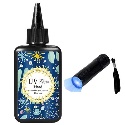 Kit de rășină UV cu mini lampă UV, cristal, uscare rapidă, rășină epoxidică, lipici dur, DIY, fabricare de bijuterii, artizanat