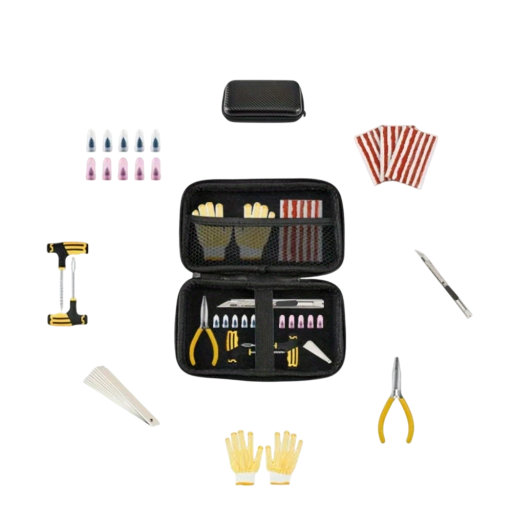 Kit de réparation de pneus tubeless 42 pièces Auto Moto Camion Outils professionnels Bandes en caoutchouc portables Réparation de crevaisons