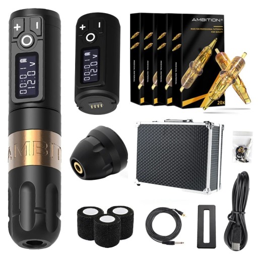 Kit de stylo de tatouage sans fil avec moteur sans noyau 2400 mAh et autres accessoires Kit complet de tatouage avec 80 pièces de cartouches de tatouage de différentes tailles pour débutants et professionnels Stylo de tatouage silencieux et puissant avec écran LED et cartouches de tatouage pour lignes et ombrage 14,8 x 3,2 cm Kit de stylo de tatouage sans fil avec moteur sans noyau 2400 mAh et autres accessoires Kit complet de tatouage avec 80 pièces de cartouches de tatouage de différentes tailles pour débutants et professionnels Stylo de tatouage silencieux et puissant avec écran LED et cartouches de tatouage pour lignes et ombrage 14,8 x 3,2 cm