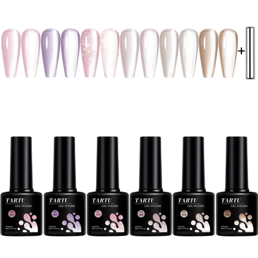 Kit de vernis gel UV/LED Cat Eye magnétique 6×8 ml effet Jelly galactique pour usage domestique et en salon