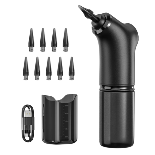 Kit electric de curățare a urechilor cu jet de apă, 4 moduri de presiune, Îndepărtare cerumen cu 9 accesorii, Curățare delicată și eficientă a urechilor pentru întreaga familie