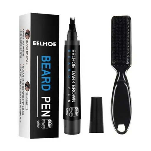 Kit para rellenar barba con pincel y lápiz de color. Corrección de barba resistente al agua. Aspecto más grueso. Cobertura de canas. Modelado de barba. Estilismo.