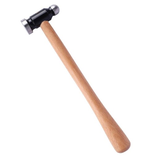 Kleines Werkstatt-Hammer mit beidseitigem Kopf 24 cm metallischer Kopf Holzgriff schwarz-silbernes Werkzeug für Heimwerker und feine Arbeiten