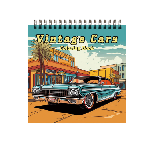 Kleurboek Vintage Cars ringband 21 × 21 cm 30 pagina's met retro auto's voor tekenen en kleuren