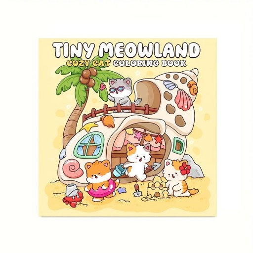 Kleurboeken Tiny Meowland schattige kattenmotieven 20 x 20 cm 28 eenzijdige pagina's eenvoudig tekenen voor kinderen en volwassenen