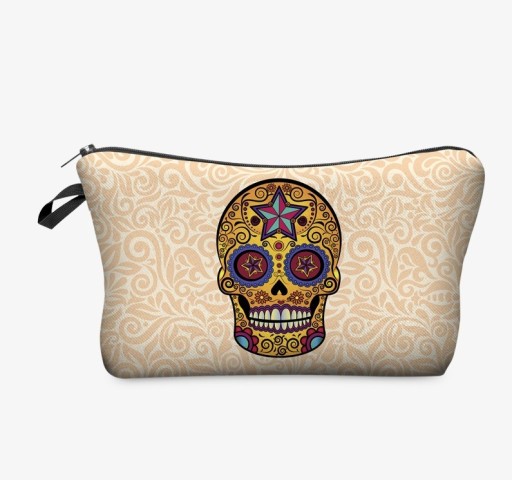 Kleurrijke cosmetische tas met schedelprint
