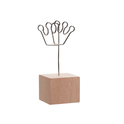 Klip na fotografie korunka kov dřevo černý stojánek na fotky a poznámky dekorace do interiéru držák na snímky s podstavcem