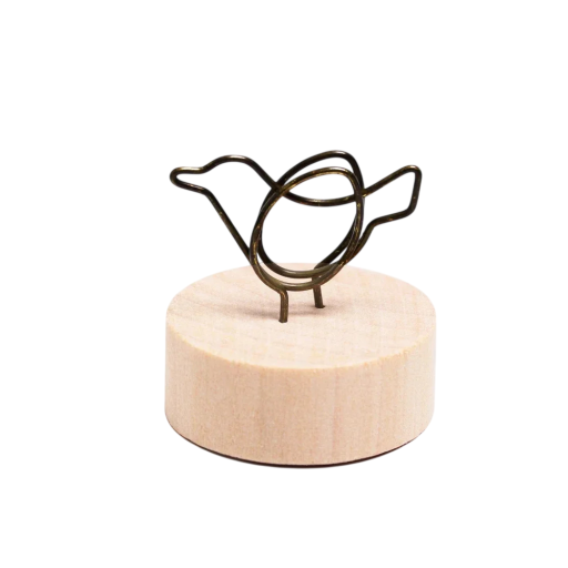 Klip na fotografie pták 7–8 cm kov dřevo černý stojánek na fotky a poznámky dekorace do interiéru držák na snímky