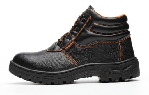 Knöchel-Sicherheitsstiefel mit Stahlkappe Wasserdichte Arbeitsstiefel aus PU-Leder Rutschfeste Sohle Schwarz mit orangefarbener Naht