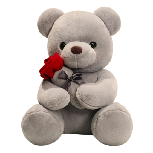 Knuffelbeer met roos 23 cm Leuk cadeau Liefdesbeer Valentijnscadeau Decoratie Teddybeer met bloem