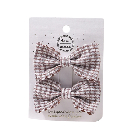 Kockás haj masni 2 db masni kapcsok 6,4 x 3,8 cm Elegáns Kiegészítő Hajtűk masnival Stílusos frizura Aranyos hajkiegészítők