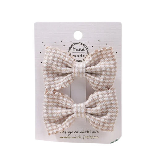 Kockás haj masni 2 db masni kapcsok 6,4 x 3,8 cm Elegáns Kiegészítő Hajtűk masnival Stílusos frizura Aranyos hajkiegészítők