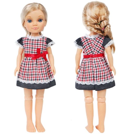 Kockované šaty pre bábiku A418