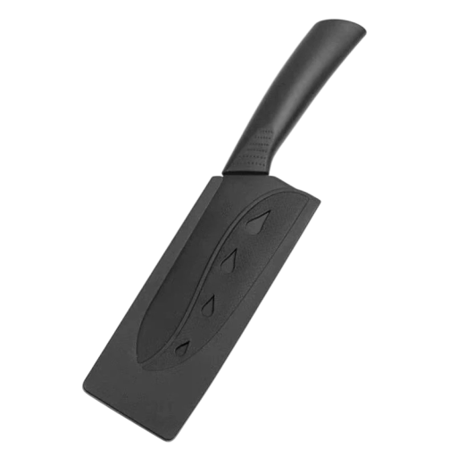 Kødkniv 26,5x15,5x5,6 cm lavet af rustfrit stål med sort skridsikkert håndtag. Multifunktionel køkkenkniv til udskæring og portionering.