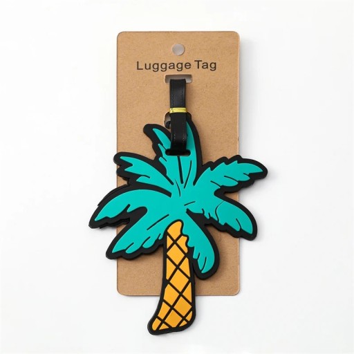 Kofferanhänger in Form einer Palme 10,5 × 10,5 cm silikagelgrün-gelb Identifikationsetikett für Koffer oder Reisetasche