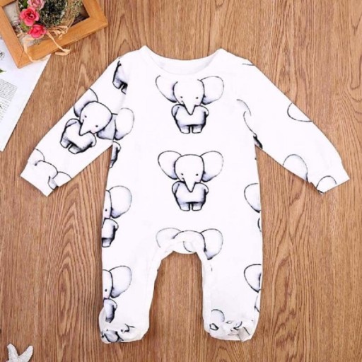 Kojeneckjumpsuit med elefantprint