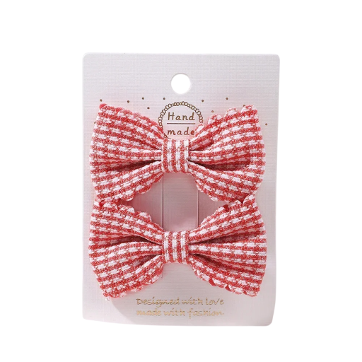 Kokarda do włosów w kratkę 2 szt. Spinki do włosów z kokardą 6,4 x 3,8 cm Eleganckie akcesorium Spinki do włosów z kokardą Stylowa fryzura Śliczne akcesoria do włosów
