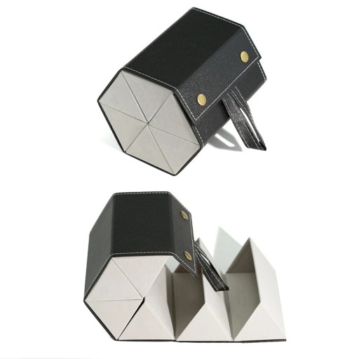 Kokoontaitettava kotelo kuudelle silmälasille 17,8 x 12,2 x 13,5 cm Nahkainen matkakotelo fleecevuorilla Järjestäjä silmälaseille ja aurinkolaseille