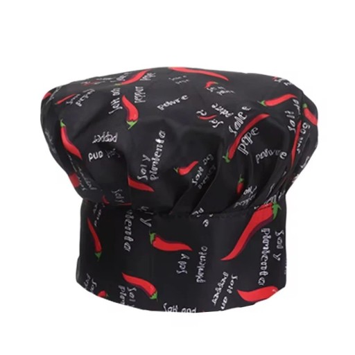 Kokschefs muts 22 cm met paprikaprint katoen polyester lage snit werkkap voor de keuken gastronomische kleding