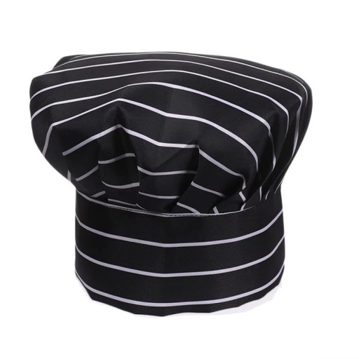 Kokschefsdeksel 22 cm gestreept patroon zwart wit katoen polyester lage snit werk hoofddeksel voor de keuken