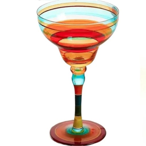 Koktejlová sklenice na stopce barevné sklo široký pohár na koktejly šampaňské nebo míchané nápoje dekorativní sklenička na drinky