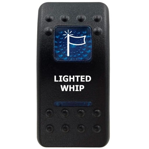 Kolbebryder LIGHTED WHIP enpolig vandtæt 12V med blåt LED baggrundslys, sort ON/OFF kontakt til lysende antenner til offroad og UTV