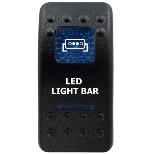 Kolben-Schalter LED LICHTBAND einpolig wasserdicht 12V mit blauer LED-Hintergrundbeleuchtung, schwarzer ON/OFF-Schalter für Lichtleisten im Offroad- und 4x4-Bereich