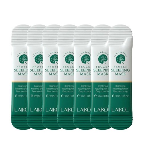 Kølende ansigtsmaske med Centella Asiatica Lysnende sovemaske Fugtgivende og nærende ansigtsmaske 3 ml 7 stk.