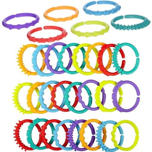 Kolorowe plastikowe pierścienie dla niemowląt - 24 szt