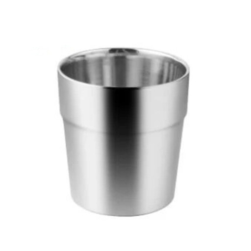 Kompakt mugg i rostfritt stål med dubbelvägg 180 ml i silverfärg för att dricka kaffe, te och andra drycker hemma