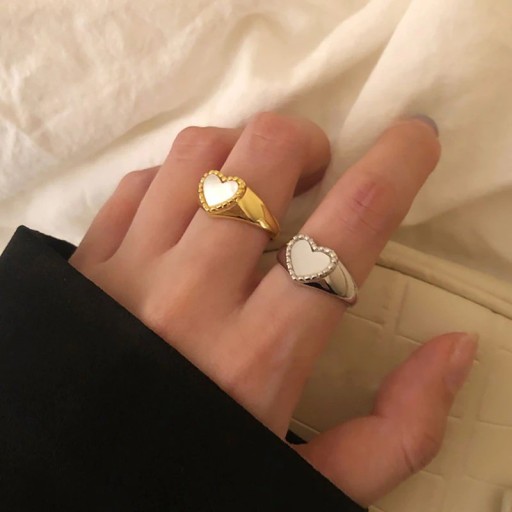Komplet damskich pierścionków z sercem 2 szt