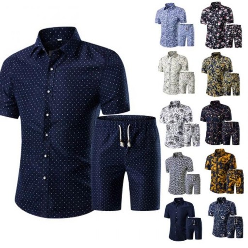 Komplet mody męskiej - Koszula i spodenki J3370