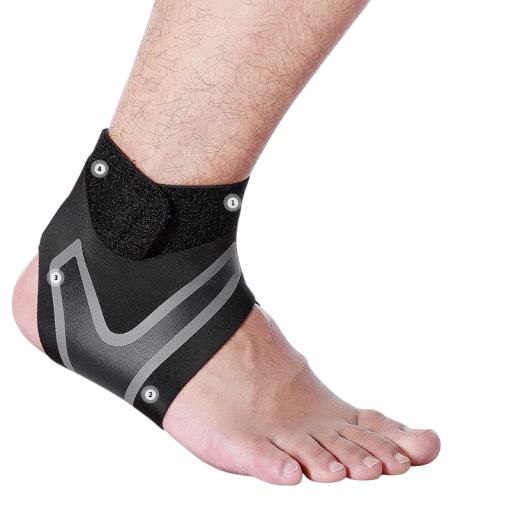Kompresionsbandage til højre ankel str. XL for EU 44-47, Y-formet skinne med klæbende lynlås til sport, basketball, løb og cykling