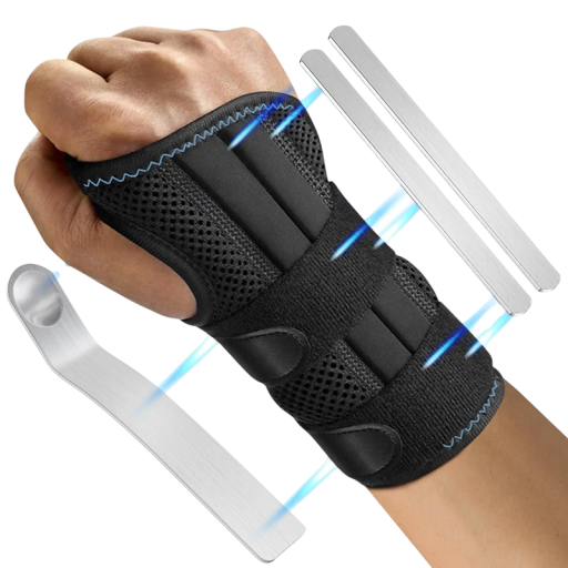 Kompresionsortose til højre hånd str. L til håndledsomkreds 20–26 cm, håndledsbandage med metalstænger til fitness, sport og støtte af håndleddet