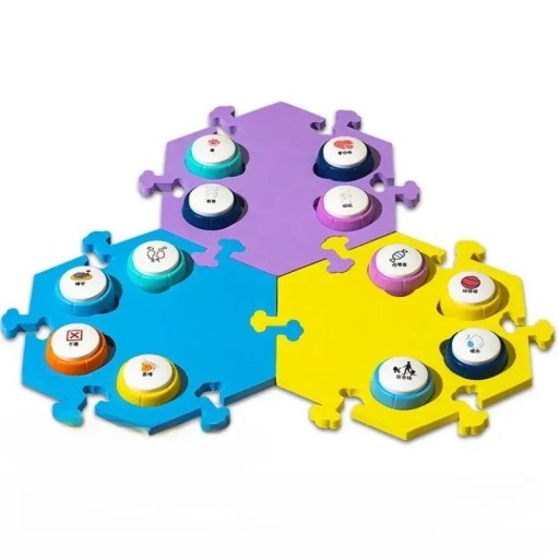 Komunikačné tlačidlá pre psov a mačky 5 ks s podložkou na 6 tlačidiel Zvukové klikre pre behaviorálny výcvik Prepojiteľné diely podložky
