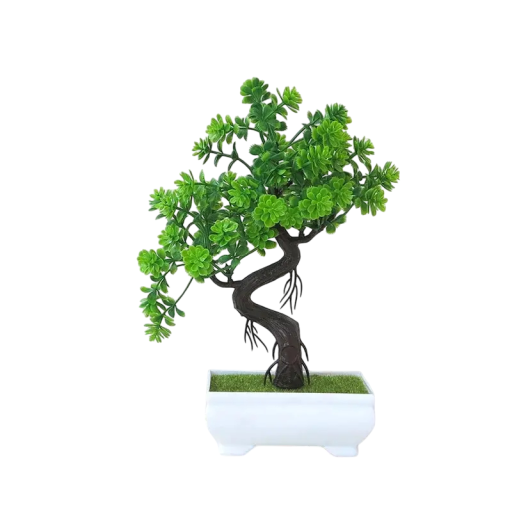 Konstgjord bonsaiträd höjd 24 cm Bonsai i kruka Falsk blomma Dekoration till lägenheten Litet konstgjord träd Heminredning för en hylla eller bord