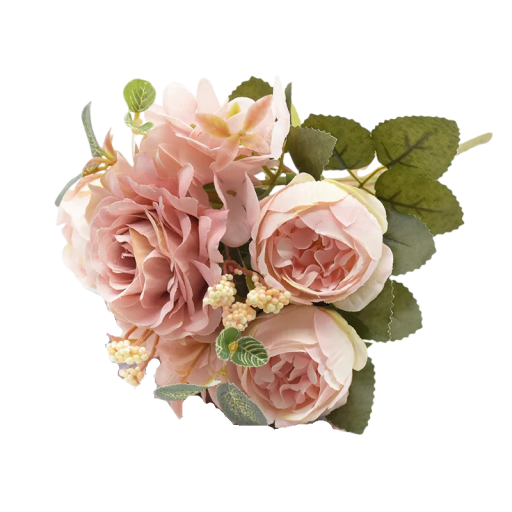 Konstgjord rosbukett realistisk arrangemang 30x17 cm siden plast dekorativa blommor till vas bröllop och inredningsdekoration