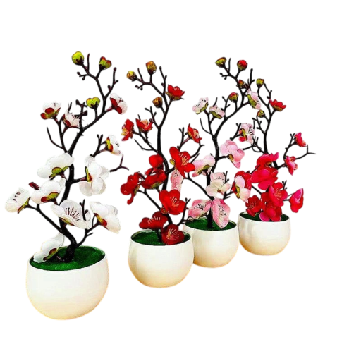 Konstgjord växt 21x11cm Blommande färgglada träd i kruka Dekorativa falska blommor Simulering Bonsai Bordsdekoration Heminredning