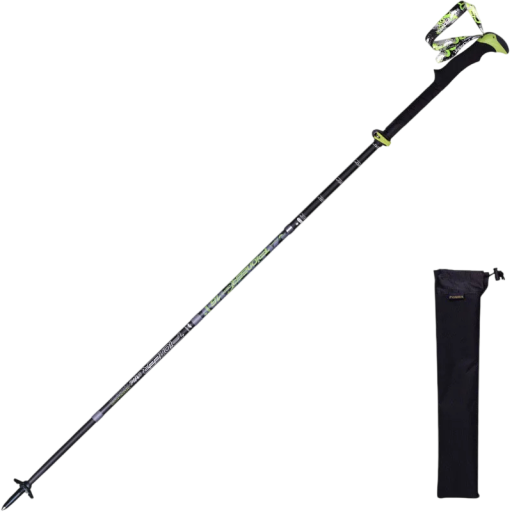 Koolstofvezel opvouwbare stok 5 secties Lengte-instelling 115 tot 135 cm Lichtgewicht constructie met handlus en schotel Voor bergtochten en trekking