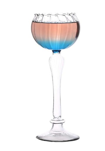 Korkealla jalalla oleva cocktail-lasi, koristeellinen lasi, korkeus 22,7 cm, kirkasta lasia, 300 ml, tyylikäs lasi cocktailien tarjoiluun