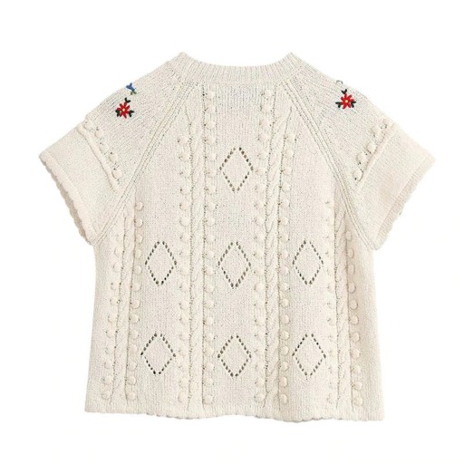 Kort dametrøje med broderi
