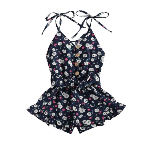 Kort jumpsuit med blomster til piger