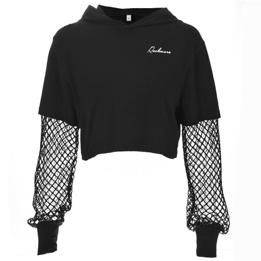 Kort sweatshirt til kvinder, sort A29