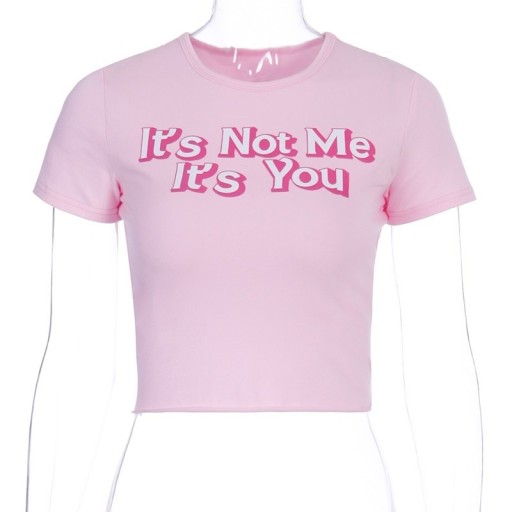 Kort t-shirt til kvinder, lyserød