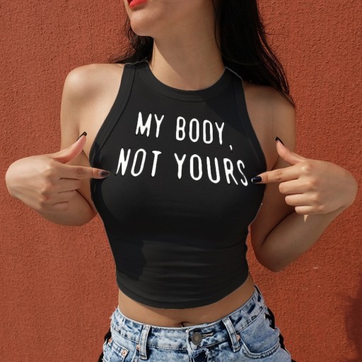 Kort tanktop med print til kvinder