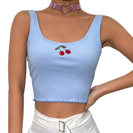 Kort tanktop til kvinder med kirsebær