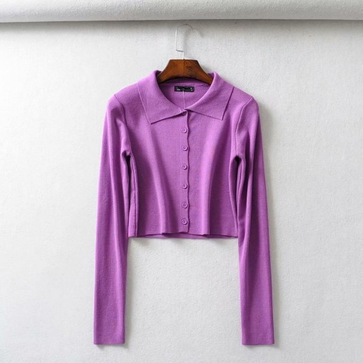 Kort tröja för kvinnor med krage