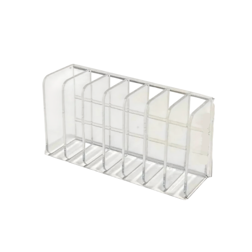 Kosmetisk organiser 7 rum 17 x 4 x 8,5 cm plastisk gennemsigtig holder til make-up og tilbehør til badeværelset og skrivebordet